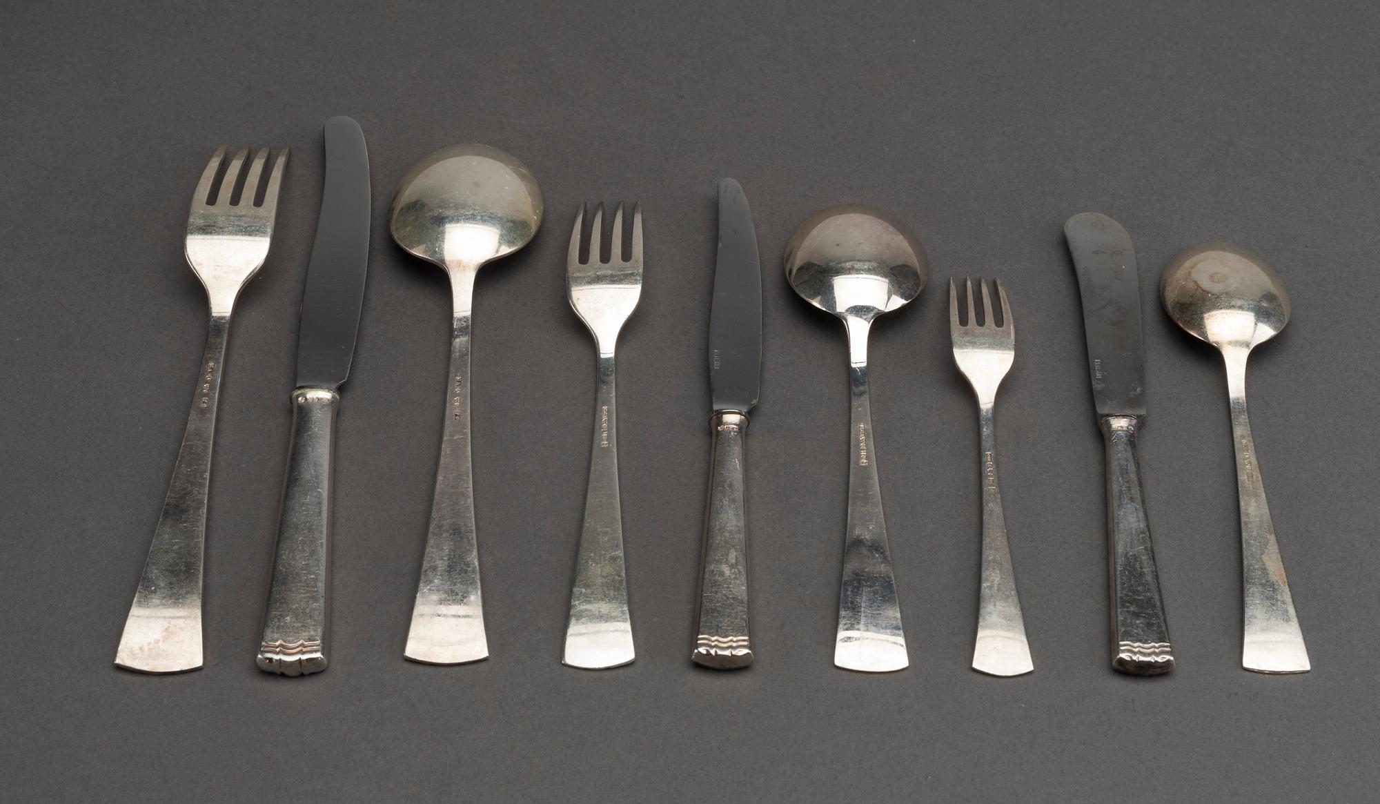 A Swedish 20th century set of 72 pcs of silver cutlery mark of GAB Stockholm 1960's total weight ca 3799 gr.