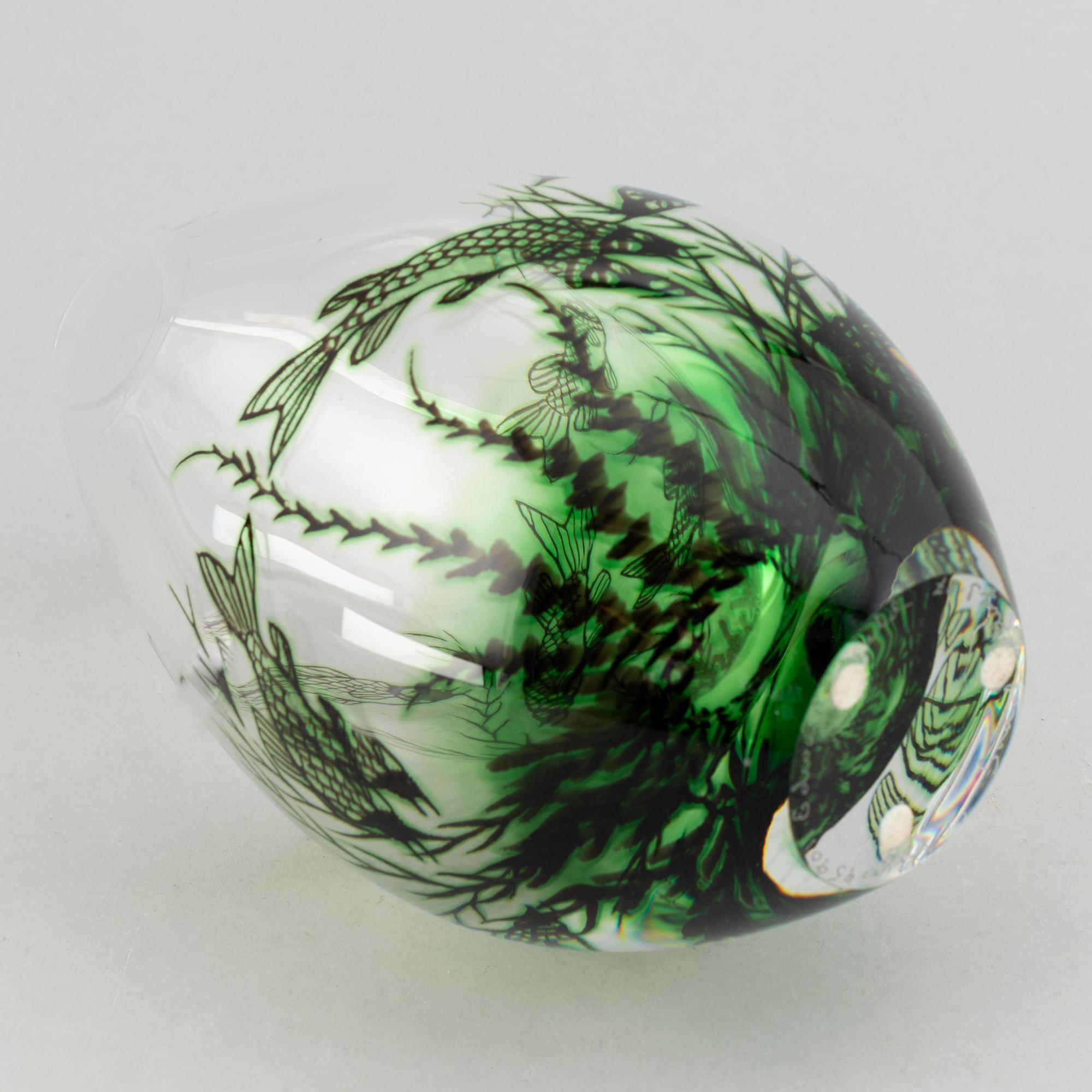 Edward Hald, glass vase, Orrefors, 1987.