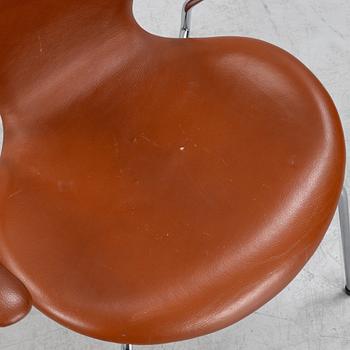 Arne Jacobsen, three "Series 7' armchairs, Fritz Hansen, Denmark, 1988.