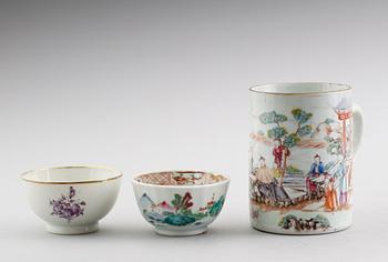 PORSLINSFÖREMÅL, 3 delar, Kina, 1700-/1800-tal.