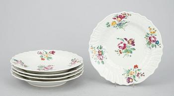 DJUPA TALLRIKAR, 5 st porslin. Alt-Wien, Troligen 1800-talets slut.