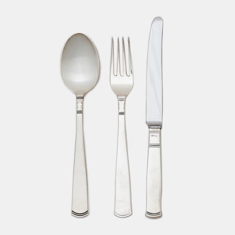 Jacob Ängman, A Swedish silver cutlery set, 'Rosenholm', GAB, Stockholm and Eskilstuna, some 1992 (30 pieces).