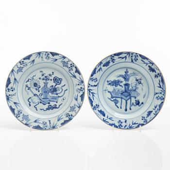 Eleven blue and white porcelain plates, China, Qing dynasty 18th century.