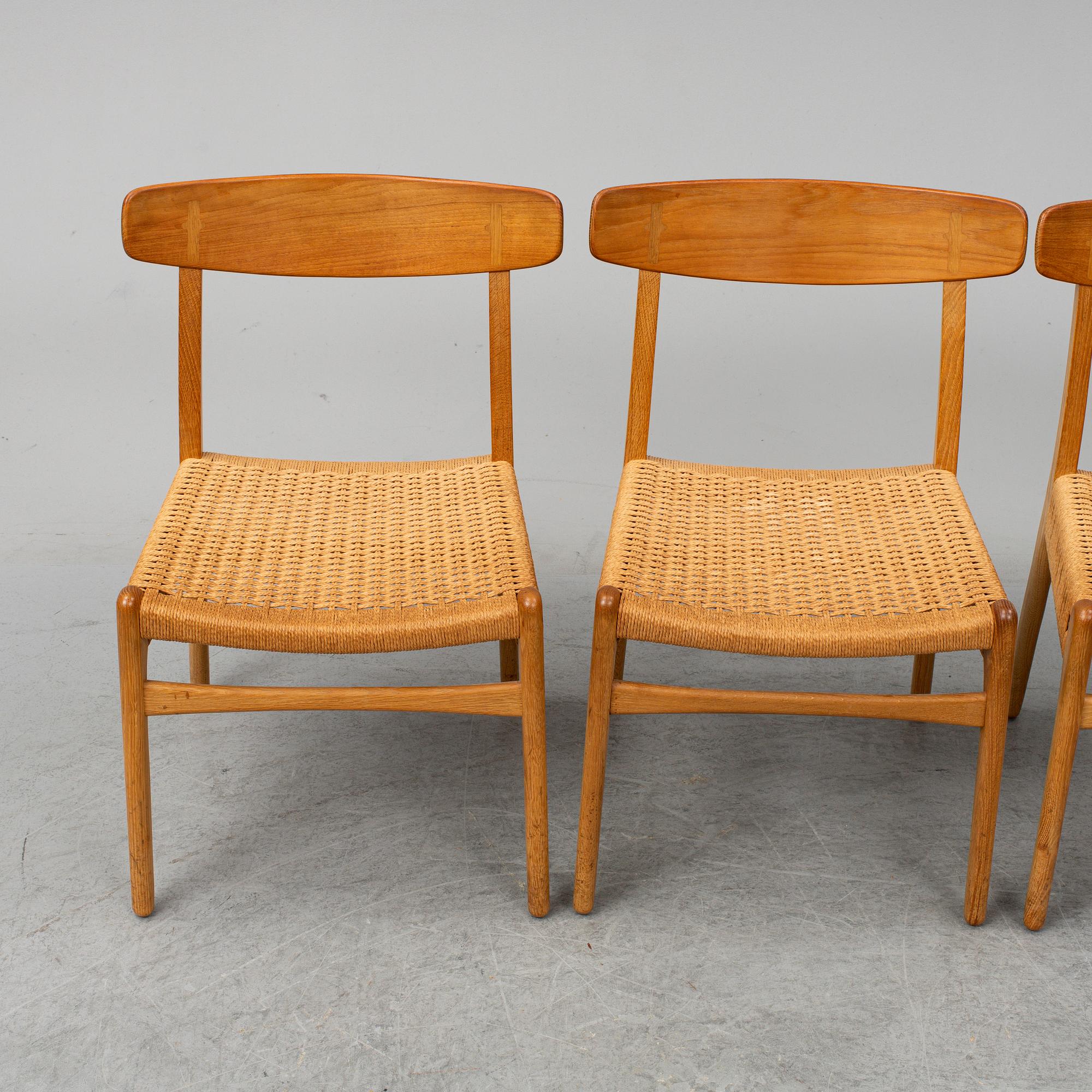 HANS J. WEGNER, stolar, 4 stycken, "Spisestolen", CH-23, Danmark.