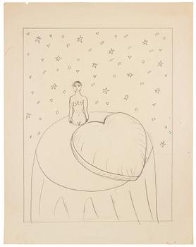 Marie-Louise Ekman, sketch and serigraph 1968.