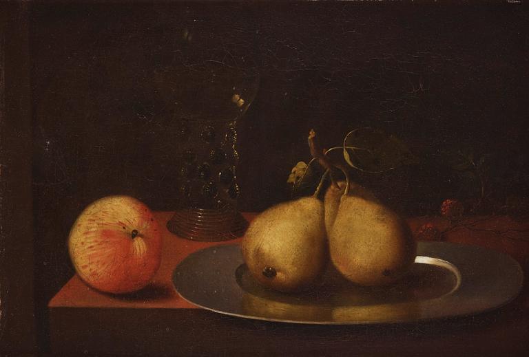 Axel Johan Fägerplan, Still life with glas, fruits and a plate.