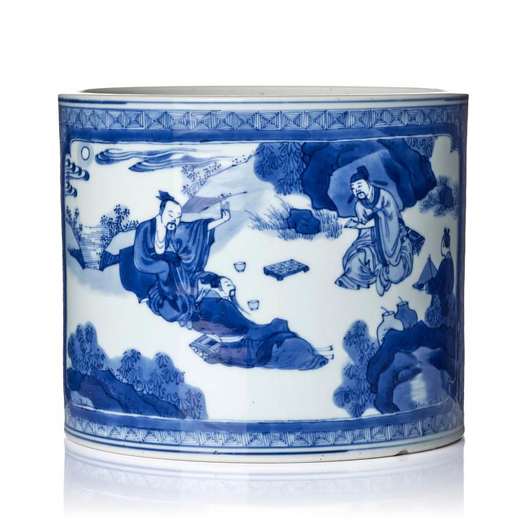 Penselställ/Bitong, porslin. Qingdynastin, Kangxi (1662-1722).