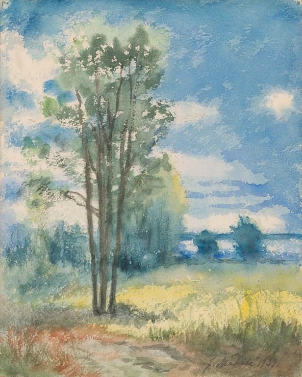 Juho Mäkelä, akvarell, signerad och daterad 1939.