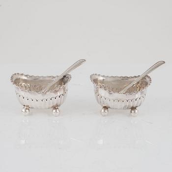 An English Set of Silver Salt Cellars, mark of James Dixon & Sons Ltd, Sheffield 1902 (4 pieces).