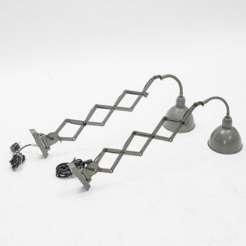 A pair of industrial wall lamps, Elektroinstala Jílové, Czechoslovakia, mid 20th Century.