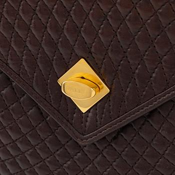 Bally, a brown leather bag.