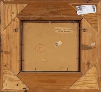 Esther Kjerner, oil on canvas/paper-panel, signed.