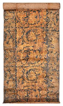 285. A 19th century wrought leather wallpaper, ca 388 x 97 cm.