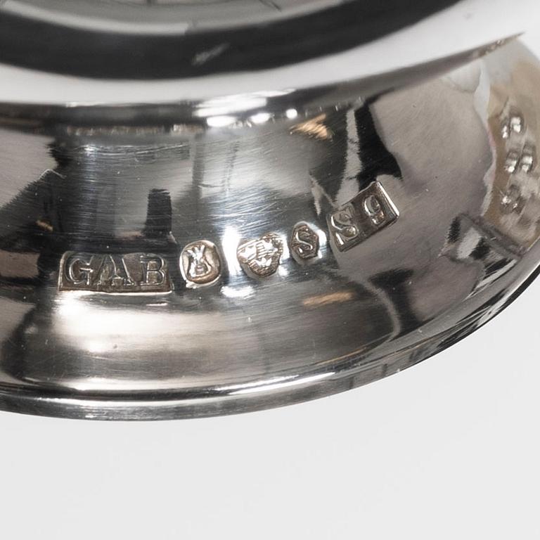 Guldsmedsaktiebolaget (GAB), Punschmuggar, 11 st, silver, bl a Stockholm 1969.