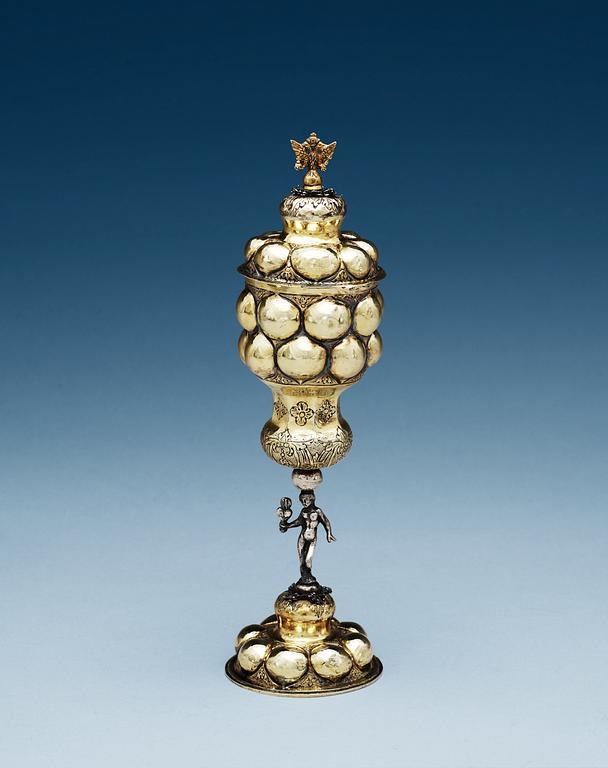 A Russan silver-gilt cup and cover, unidentified makers mark, Moscow 1745.