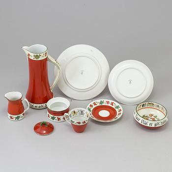 SERVISDELAR, 21 delar, porslin, "Folklore" Porsgrunds Porselaensfabrik, Norge, 1900-talets första hälft.