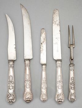 PARTI SILVERBESTICK, 22 delar, oidentifierad mästare, Sheffield, mestadels 1833.