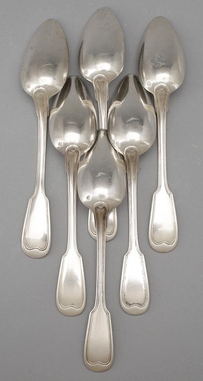 MATSKEDAR, 6 st, silver, Wien, Österrike-Ungern, 1862. Totalvikt ca 480 gram.