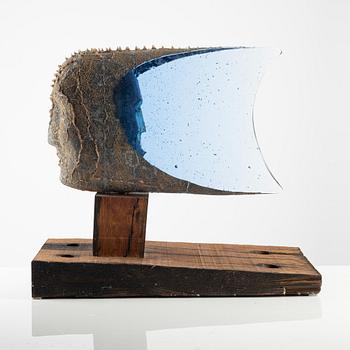 Bertil Vallien, skulptur, sandgjutet glas, "Janus", Kosta Boda, provex.