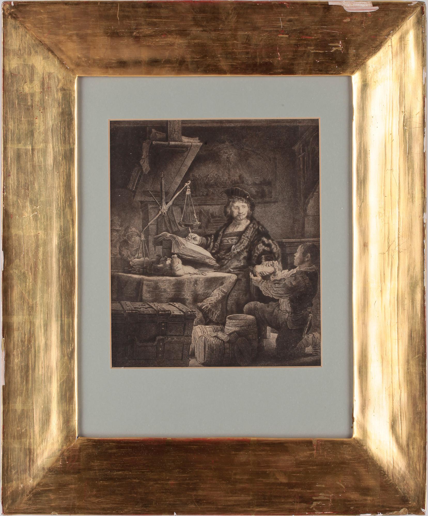 REMBRANDT HARMENSZ. VAN RIJN, etsning, etat IV av IV. Senare avdrag ur den i USA tryckta versionen.