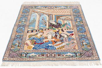 Rug, Isfahan, figural, approx. 155 x 105 cm.