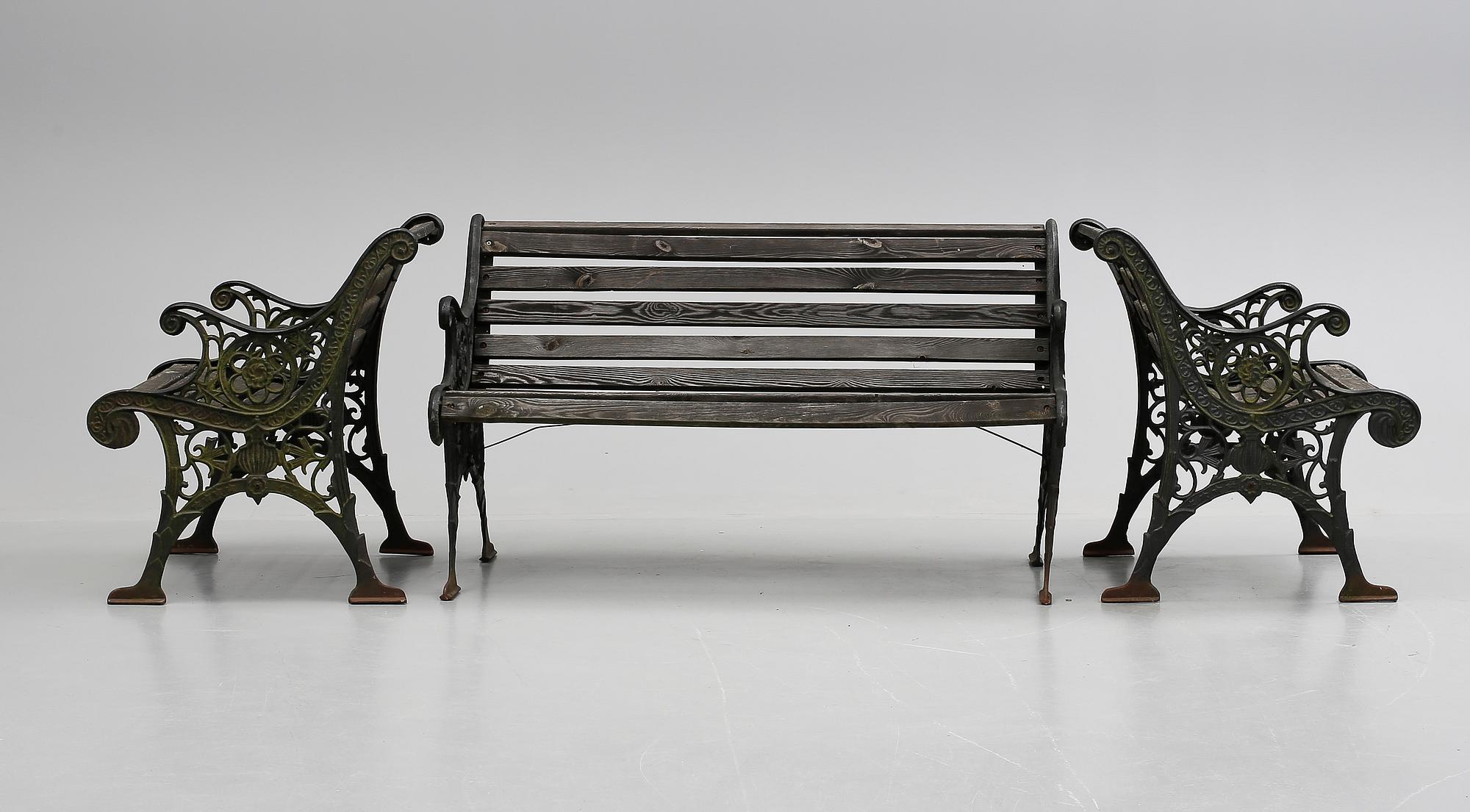 TRÄDGÅRDSMÖBLER, 4 st, gjutjärn, 1900-tal.