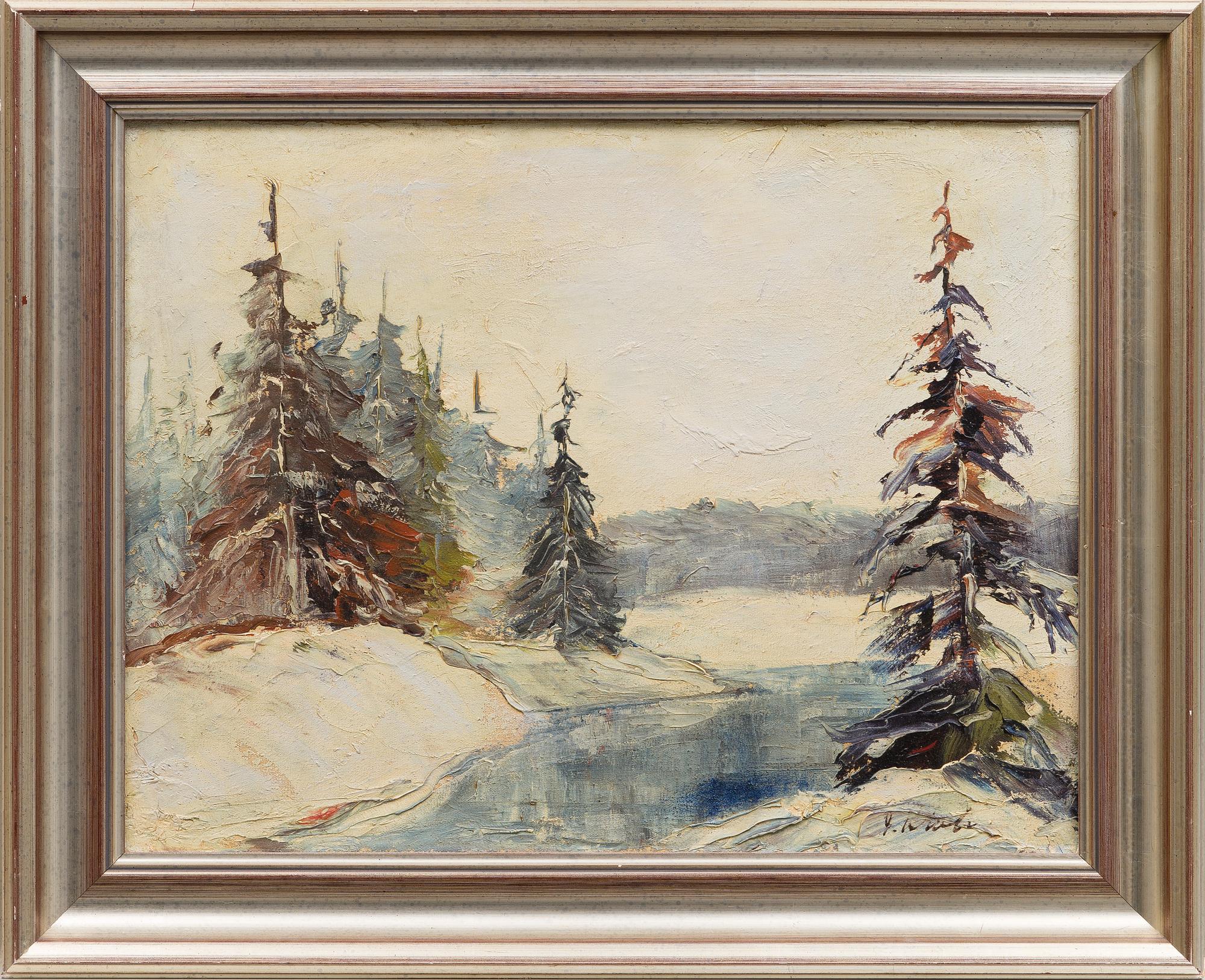 ERNST KROHN, öljy kankaalle, kiinnitetty levylle.