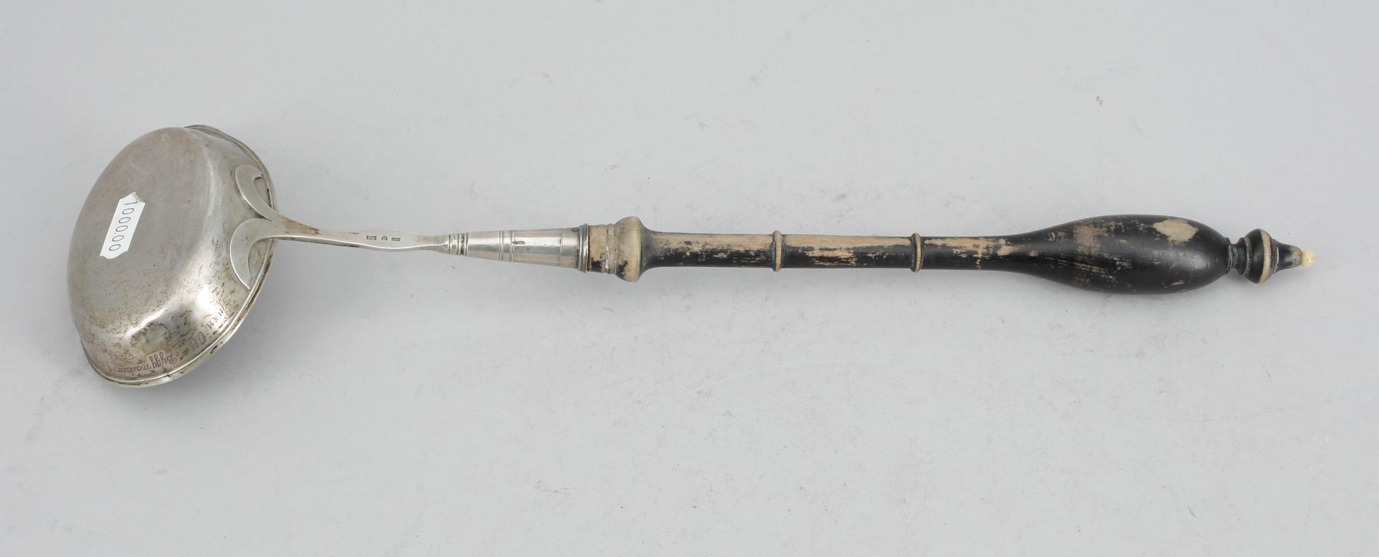 SOPPSLEV, silver, otydliga mästarstämplar, 1800-tal. Vikt ca 70 cm.
