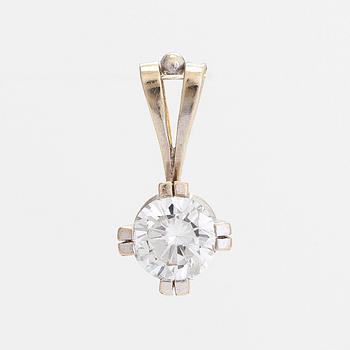 An 18K white gold pendant, with a brilliant-cut diamond approx. 0.62 ct according to engraving.