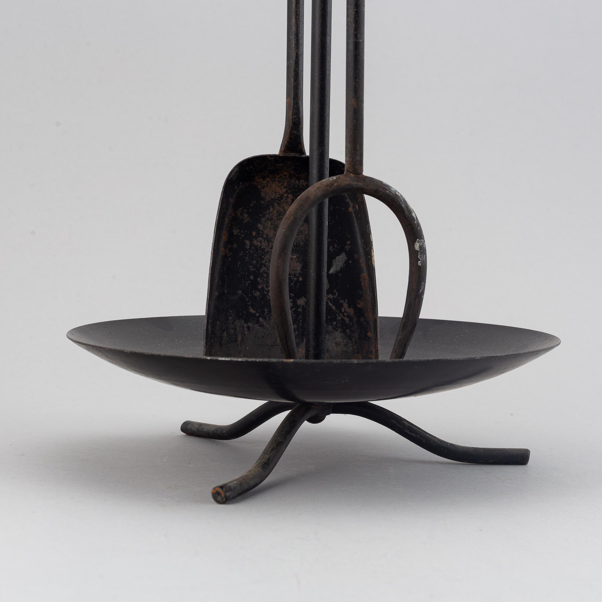 Gunnar Ander, a fireplace stand of three parts, Ystad Metall.