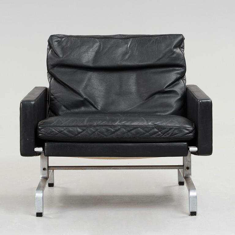 Poul Kjaerholm, a "PK31" black leather easy chair, edition E Kold Christensen, Denmark, 1960's.