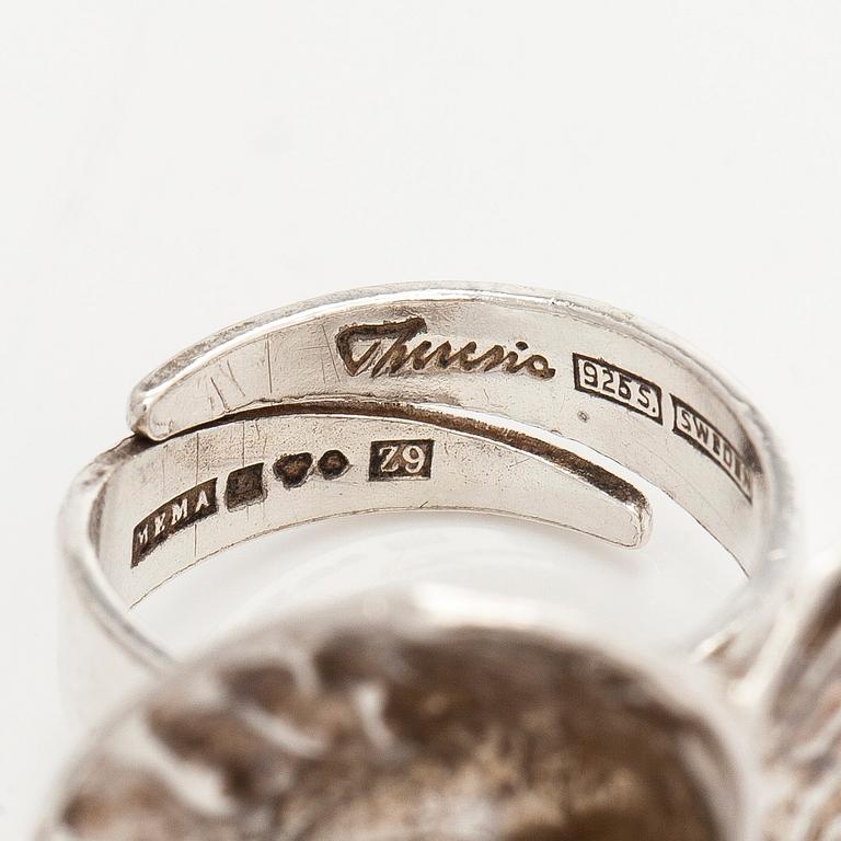 Theresia Hvorslev, hänge samt ring, sterlingsilver, Lidköping 1974-75.