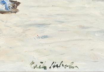 OKÄND KONSTNÄR, olja på pannå, signerad. 1900-talets första hälft.