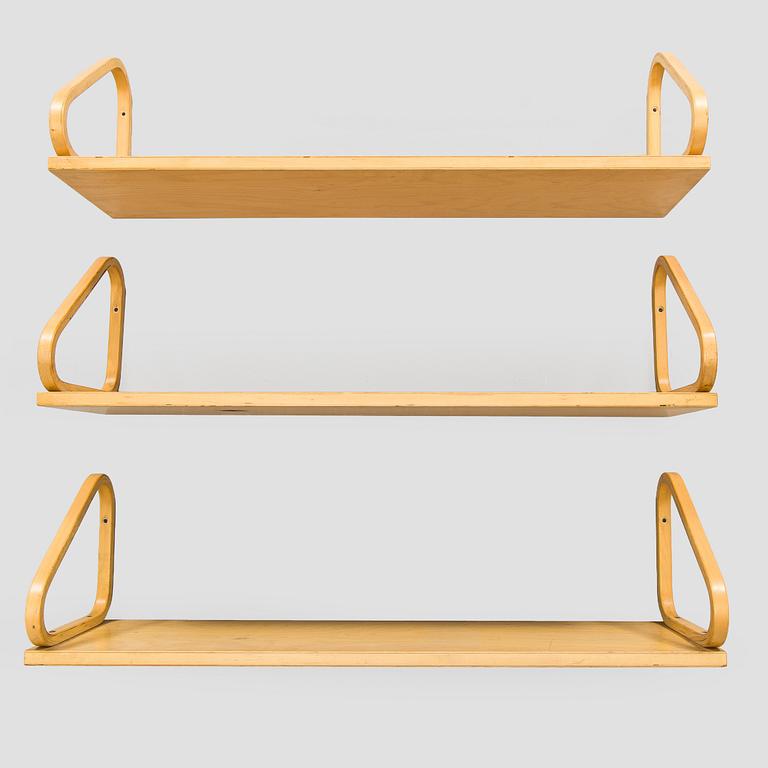 Alvar Aalto, three '112B' shelves, Artek, late 20th century.