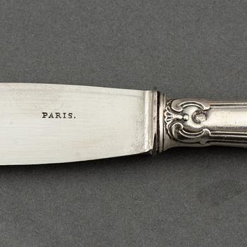 Knivar, 36 st (12+12+12), silver, Frankrike 1800-tal.