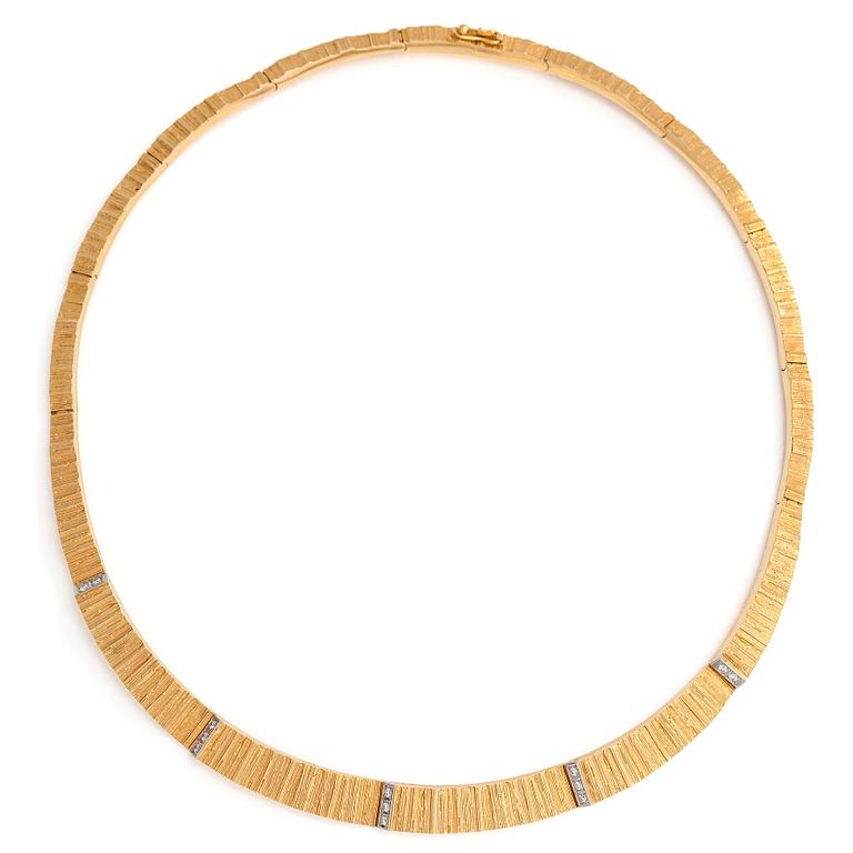 Björn Weckström, collier, "Ciria", 18K guld med briljantslipade diamanter ca 0.26 ct totalt. Lapponia 2007.