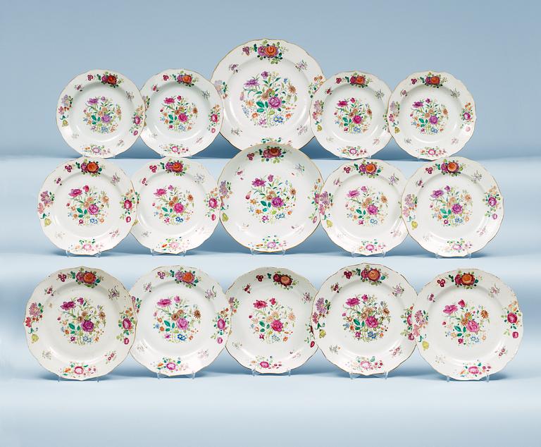 A famille rose  part dinner service, Qing dynasty, Qianlong (1736-95).