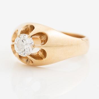 Ring, 14K guld med briljantslipad diamant.