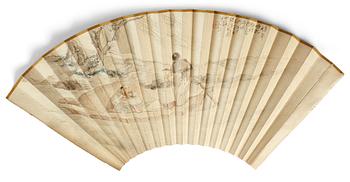 749. A fan leaf painting by Shen Zhaohan (1855-1941), signed and dated 1896.