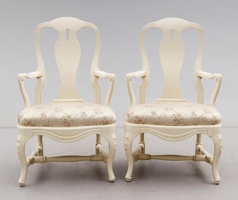 KARMSTOLAR, 1 par, rokokostil, 1900-talets första hälft.