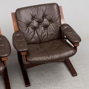 Three easy chairs and table, 1960-/70´s.