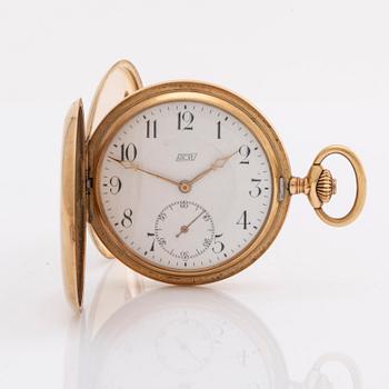 POCKET WATCH, 51 mm, hunter case, and CHAIN.