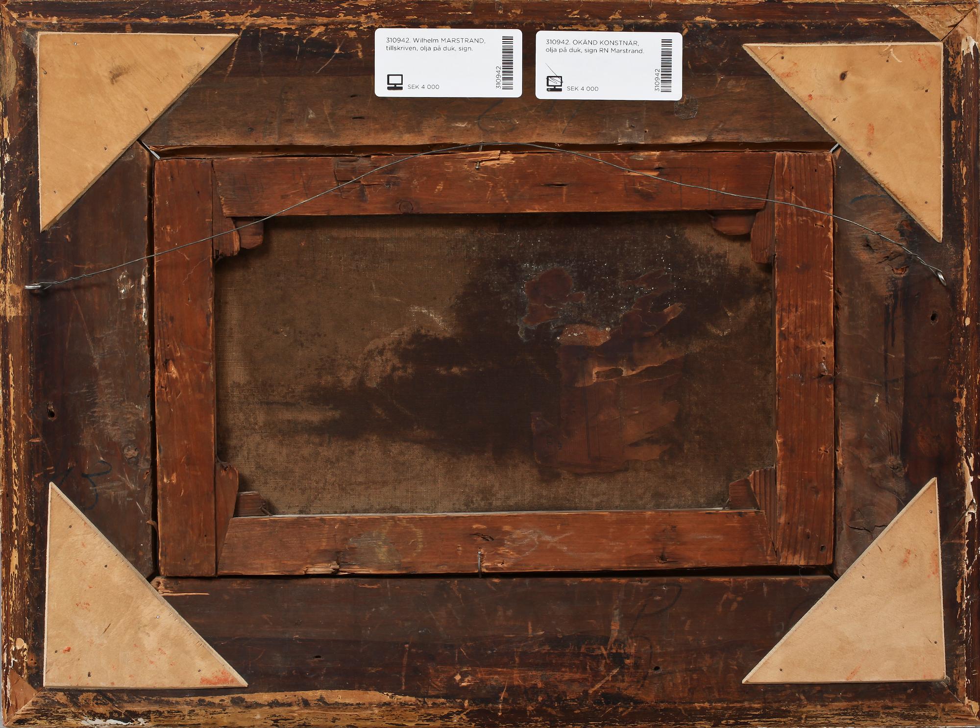 OKÄND KONSTNÄR, olja på duk, sign RN Marstrand.