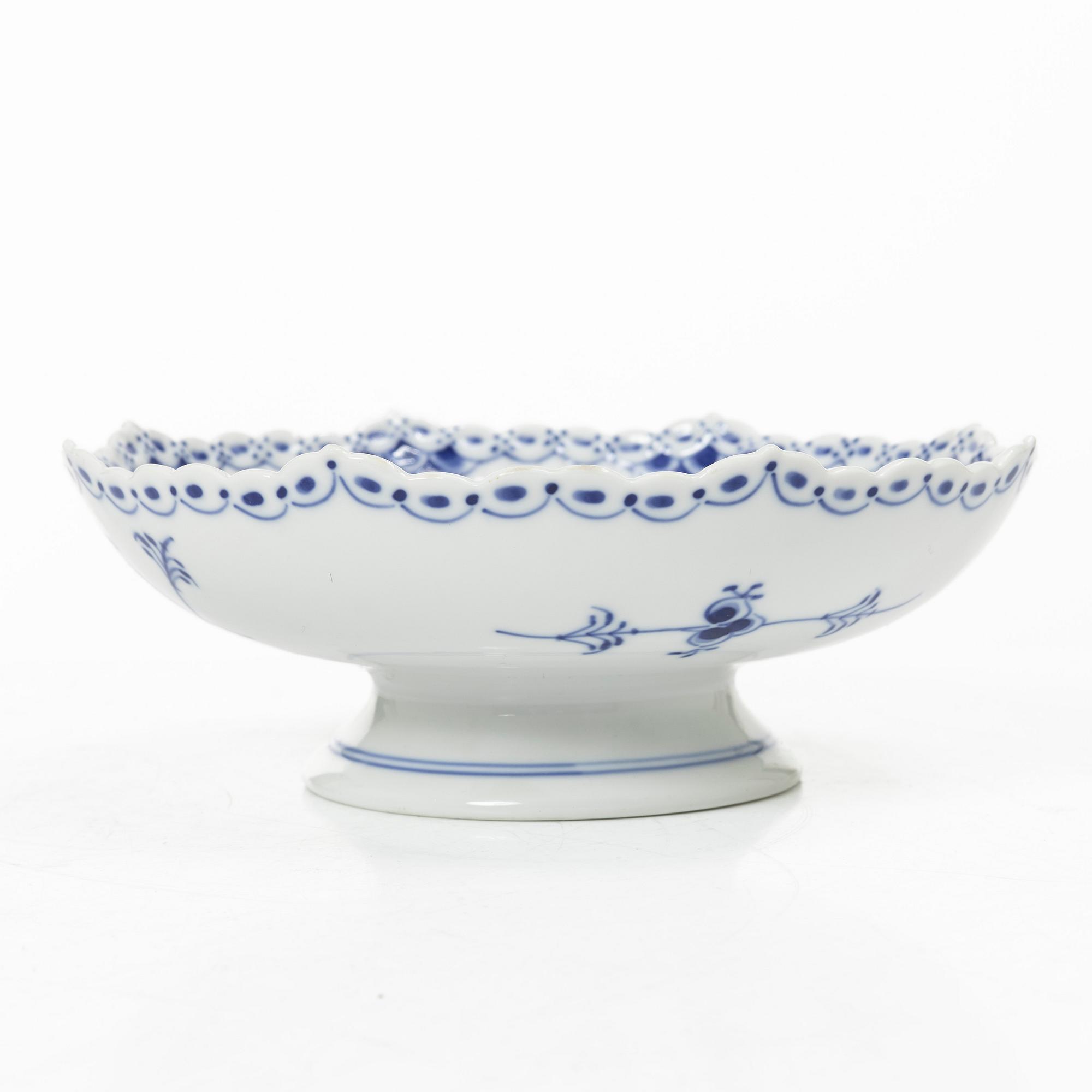 Royal Copenhagen, ten pieces of 'Blue fluted', half lace and full lace porcelain, Denmark, 1961-73.