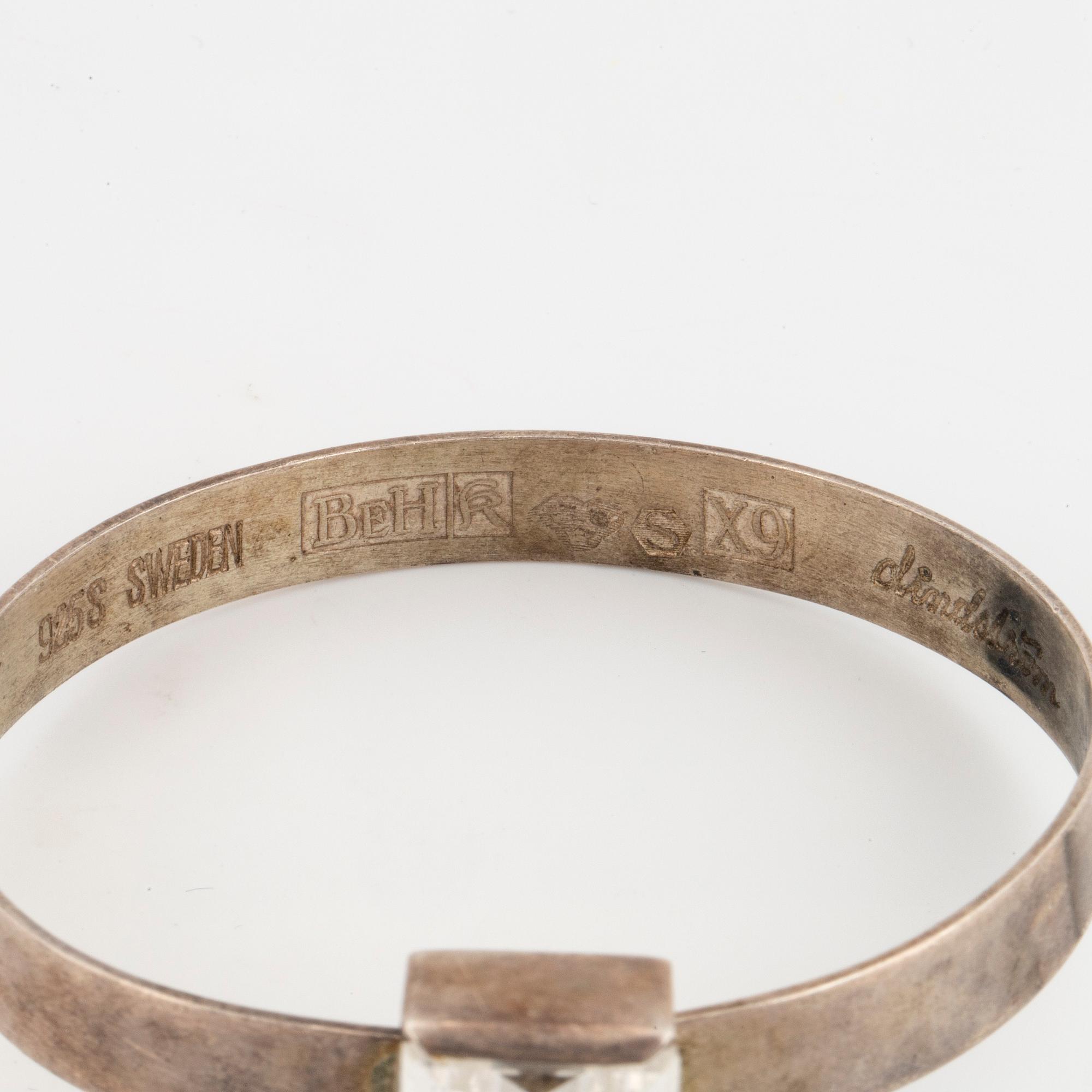 Bangle, sterling silver with faceted rock crystal. Åke Lindström for Bengt Hallberg.