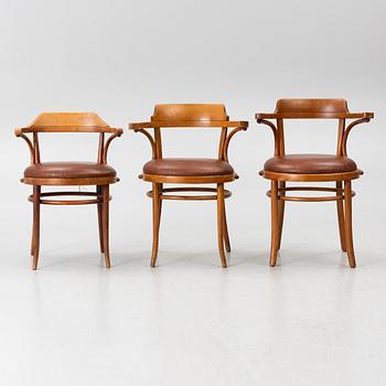Armchairs, 6, model no. 3, Thonet, first half of the 20th century.