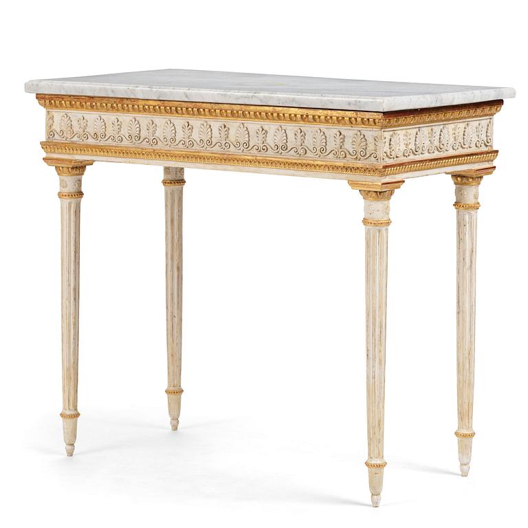 Konsolbord, tillskrivet Jean Baptiste Masreliez (formgivare och ornamentbildhuggare i Stockholm), Sengustavianskt.
