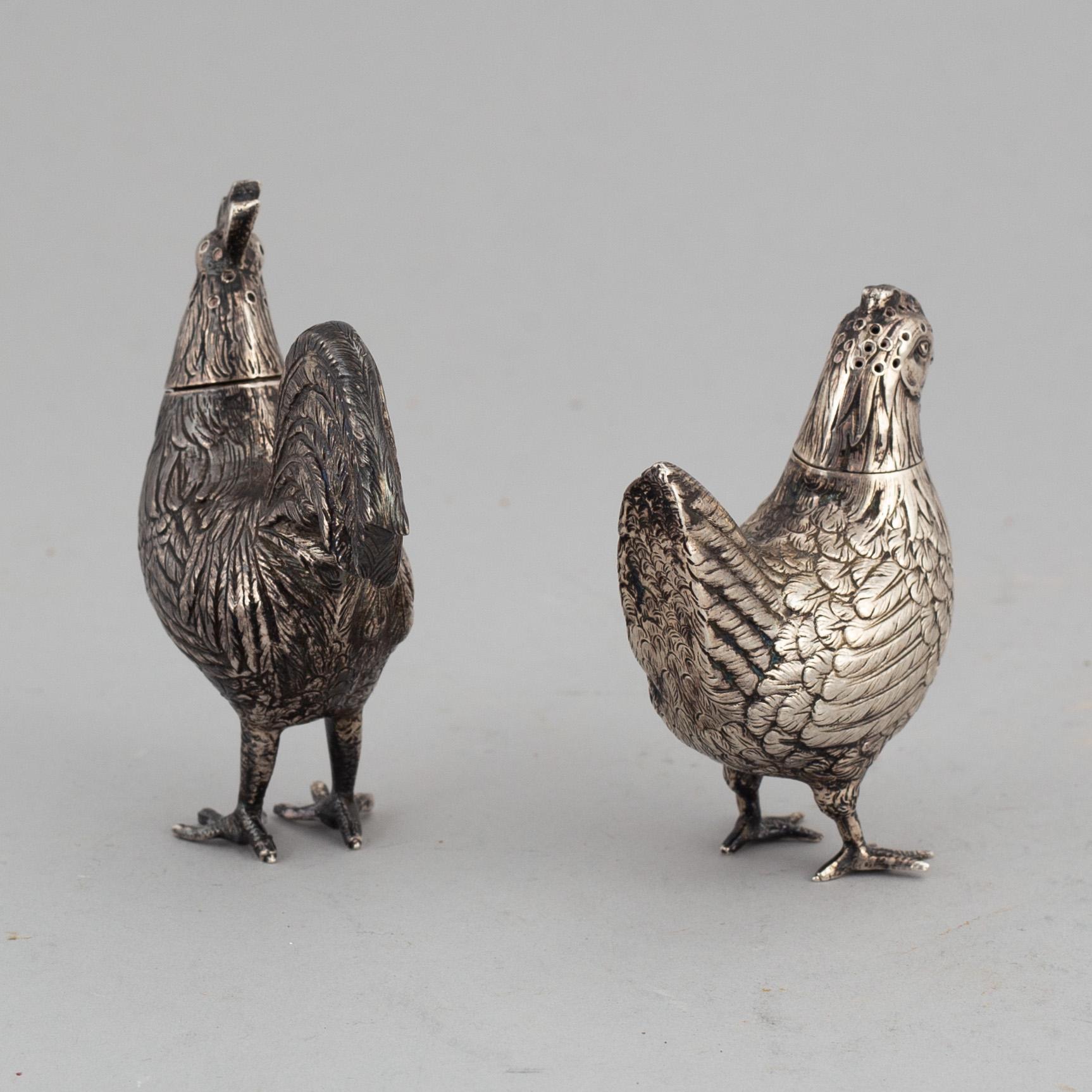 Two silver salt cellars, swedish import marks.