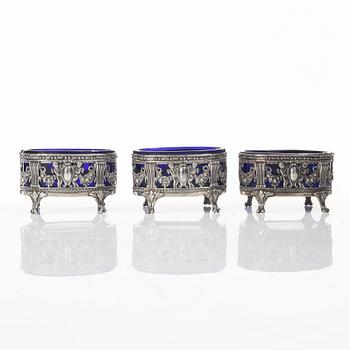 Two Russian silver salt cellars, 19th Century.