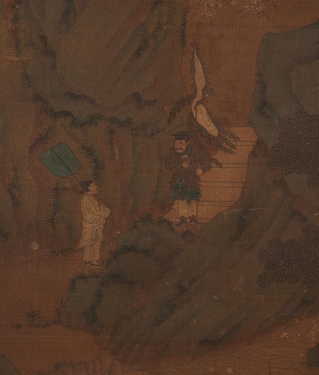 A large painting by un unkown artist, presumably late Qing dynasty after an old master.